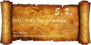 Sáfrány Klaudia névjegykártya